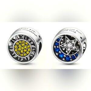 925 You Are My Universe-Sun, Moon & Stars Bracelet Charm-NEW